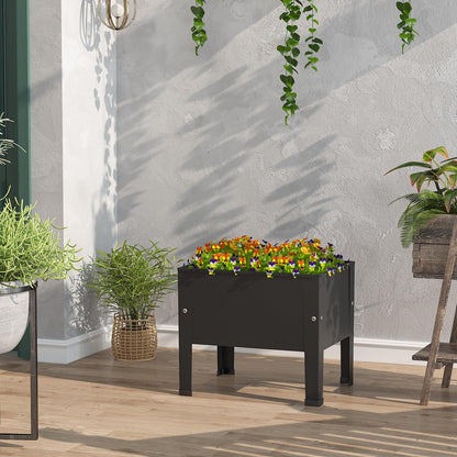 aboxoo 14 inch Black Planter Raised Beds with Legs Outdoor Small Metal Planter Box Elevated Garden Bed for Vegetables Flower Herb Patio