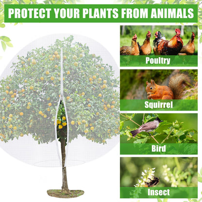 Vincreem 12 x 12 ft Large Fruit Tree Netting for Protecting Fruit from Squirrels Birds Bug Deer & Rat Garden Mesh Netting with Zipper and Drawstring Heavy Duty Tree Covers for Garden Bushes