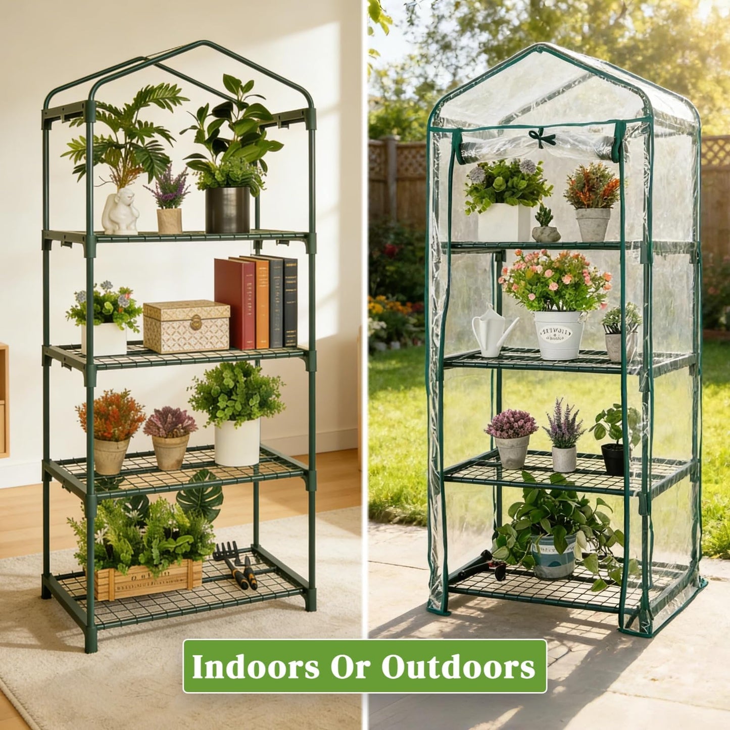 Kelived Mini Greenhouse for Indoor Outdoor, Small Plants Green House with 4 Tier Shelves, Portable Plastic Greenhouses with Transparent PVC Cover for Garden Backyard Patio Balcony Porch