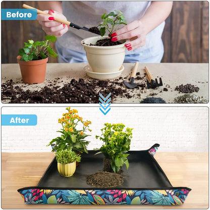 Waterproof Potting Mat for Indoor Plant Transplanting and Dirt Control, Gardenig Gifts for Women, Repotting Mat Succulent Gardening Mat 29.5"x29.5"