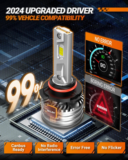 SEALIGHT H11 9005 Fog Light Bulbs, 140,000LM Brightness, 6500K Cool White, X4i 9005+H11, 4 Pack