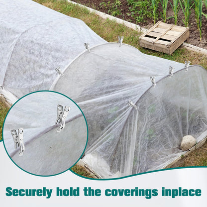 Enjamyo 100 Pack Garden Clips, Stainless Steel Greenhouse Clips for Netting, 2.2 inch Greenhouse Clamps, Heavy Duty Row Cover Clip with a Strong Grip for Plant Cover or Shade Cloth on Garden Hoops