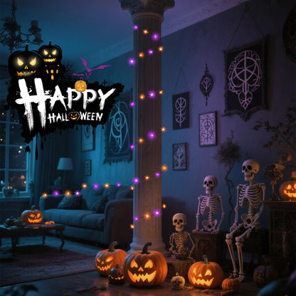 Selarlyt 4-Pack 400LED Solar Halloween Lights，Orange& Purple String Lights，Solar Fairy Lights with 8 Modes， Halloween Lights Outdoor Waterproof for Bedroom Patio Garden Party Yard Decoration