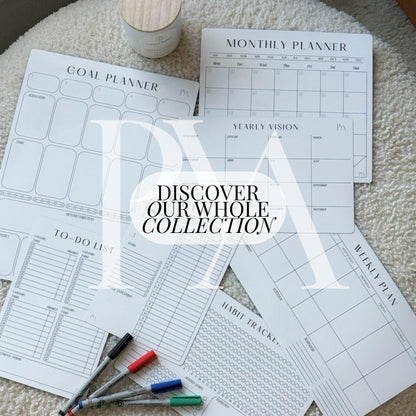 Magnetic Goal Planner Set: Reusable Dry Erase Habit Tracker, Vision Board, Purpose Planner and Workout Calendar Minimalist Wall Calendar Aesthetic Planner, Year at a Glance Wall Calendar 2025