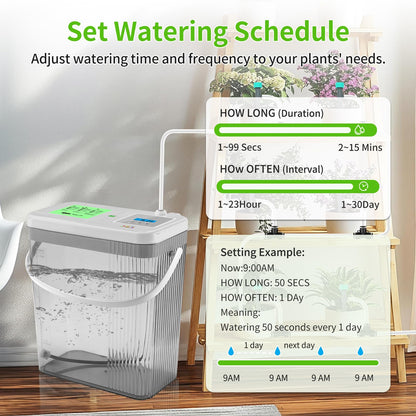 RUNWUSHENG Indoor Drip Irrigation System with 2-Gallon Water Tank, Touch Night Light & Programmable Timer-Self-Watering Kit for 10 Potted Plants