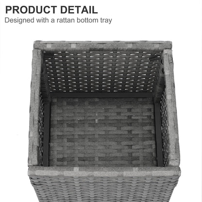 SUNNYPARK 2 Pack Tall Planters for Outdoor Plants Rattan Modern Tall Square Planter Box with Removable Liners Indoor Outdoor Porch Patio Flower Pot (12’’ x 12’’ x 24’’)