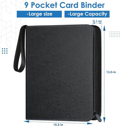 900 Pockets Card Binder, Trading Card 9 Pocket Durable Card Holder Album, Baseball Card Protectors for MTC,TCG, Game Cards, Sports Cards (Black)
