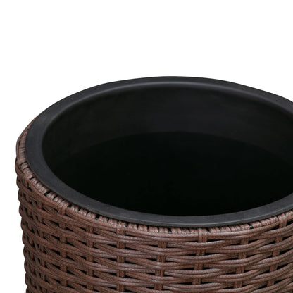 Balkene Home Noah Round Wicker Planter Tall Planter Decor Box for Adaptable Outdoor Furnishings All Weather Versatile Perfect Patio Herb Garden Living Space - 2 Piece Set - Mocha