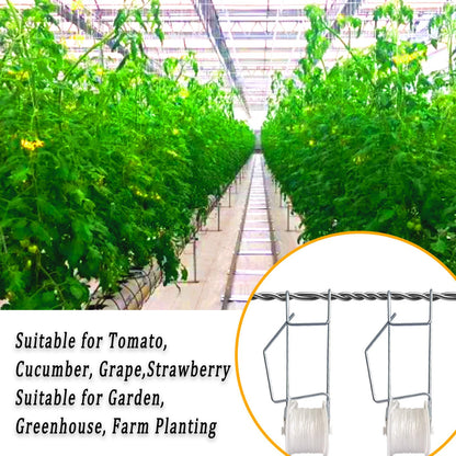 Paradi star 20Pack Tomato Trellis Roller Hooks,Greenhouse Trellising Kit with 100Pcs String Zip Ties for Tomatoes,Vine Twine Crop,Vegetable,Flower