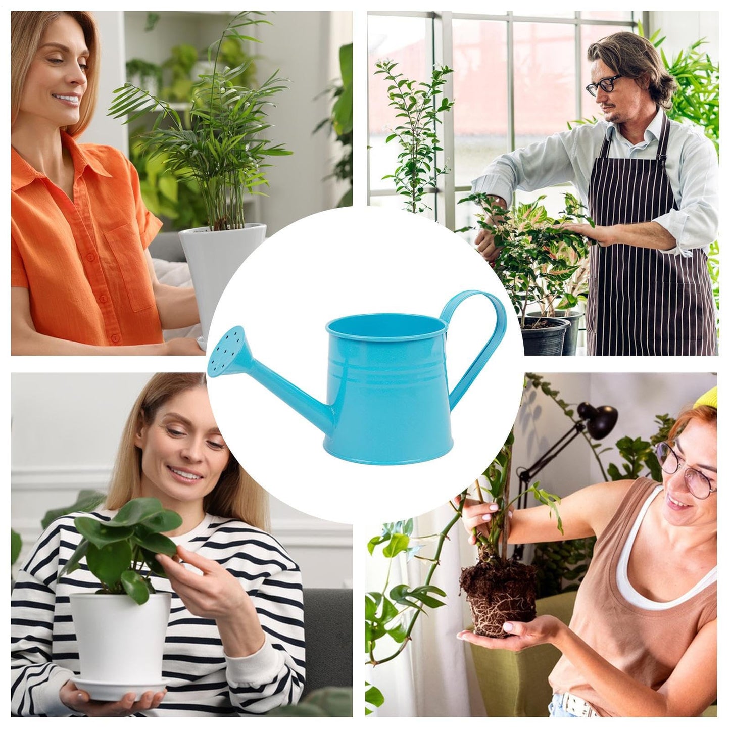 Metal Watering Can 1L Garden Plant Watering Cans with Long Spout Metal Sprinkling Can Flower Plant Gardening Arrangement Bucket for Outdoor and Indoor