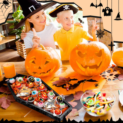 Teenyyou 15.7 x 7.8 Inch Halloween Coffin Charcuterie Board Wood Coffin Serving Tray with Skeleton Spider Web Decor Halloween Black Candy Bowl Gothic Serving Box for Mantel Kitchen Accessories Party