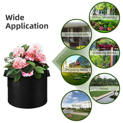 WHATWEARS 24 Pack 10 Gallon Plant Grow Bags, Thickened Nonwoven Fabric Pots with Handles, Vegetable Planter Bags Containers, Cloth Planters for Garden Vegetable/Flower/Plant/Fruits Outdoor (Black)