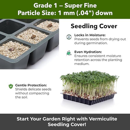 Organic Superfine Vermiculite for Indoor Gardening Plants and Mushrooms – Enhances Soil Aeration, Seed Germination, Rooting Cuttings – Small Packages and Bulk (Vermiculite Grade 1 - Superfine, 5 qt)