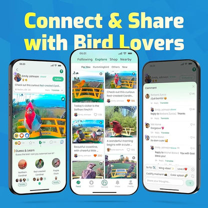 Smart Bird Feeder with Camera – 2K HD, Free Lifetime AI Bird Identification, Solar Powered, Motion Alert, 2.4GHz WiFi, Dual Seed Compartments – Outdoor Bird House Camera for Bird Lovers