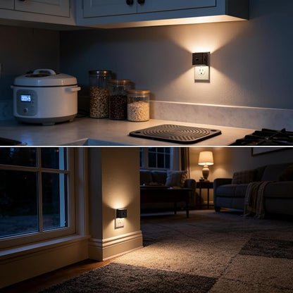 DORESshop LED Motion Sensor Night Light [2 Pack], Plug in Night Light, Night Light Motion Sensor, Dusk to Dawn 3 Level Brightness Adjustable Night Lights for Adults, Bedroom, Bathroom, Hallway