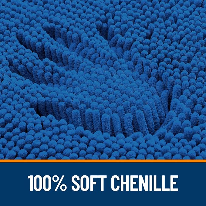 OLANLY Bathroom Rugs 30x18, Extra Soft Absorbent Chenille Bath Rugs, Rubber Backing Quick Dry, Machine Washable Bath Mats for Bathroom Floor, Tub and Shower, Home Decor Accessories, Deep Navy Blue