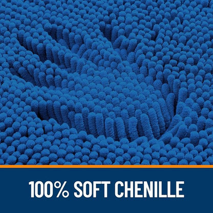 OLANLY Small Bathroom Rugs 24x16, Soft Absorbent Chenille Bath Rugs, Rubber Backing Quick Dry, Machine Washable Bath Mats for Bathroom Floor, Tub and Shower, Home Decor Accessories, Deep Navy Blue
