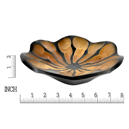 AeraVida 8-Inch Handmade Mango Wood Lotus Blossom Plate Tray | Decorative Carved Wooden Bowl for Tabletop, Entryway or Kitchen | Rustic Boho Accent Dish for Home Décor or Gifting