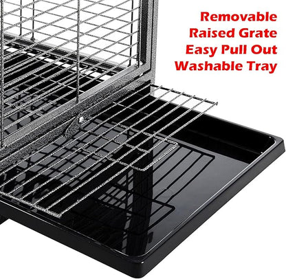 Deluxe Portable Durable Wrought Iron Bite-Proof Bird Travel Parrot Vet Carrier Cage Prevent Beaks Out Pet Products for Parrots Conures Cockatiel Amazon African Grey Include Cage Cover