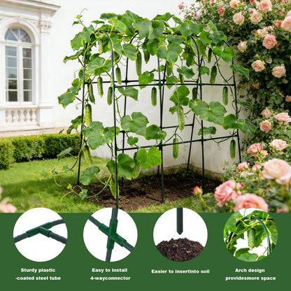 U-Shape Cucumber Trellis for Raised Beds - 47.2”x47.2”x21.6” Green Metal Arch Trellis, Rust-Resistant Garden Plant Support for Climbing Vegetables, Vines, Flowers - Heavy Duty & Easy to Assemble