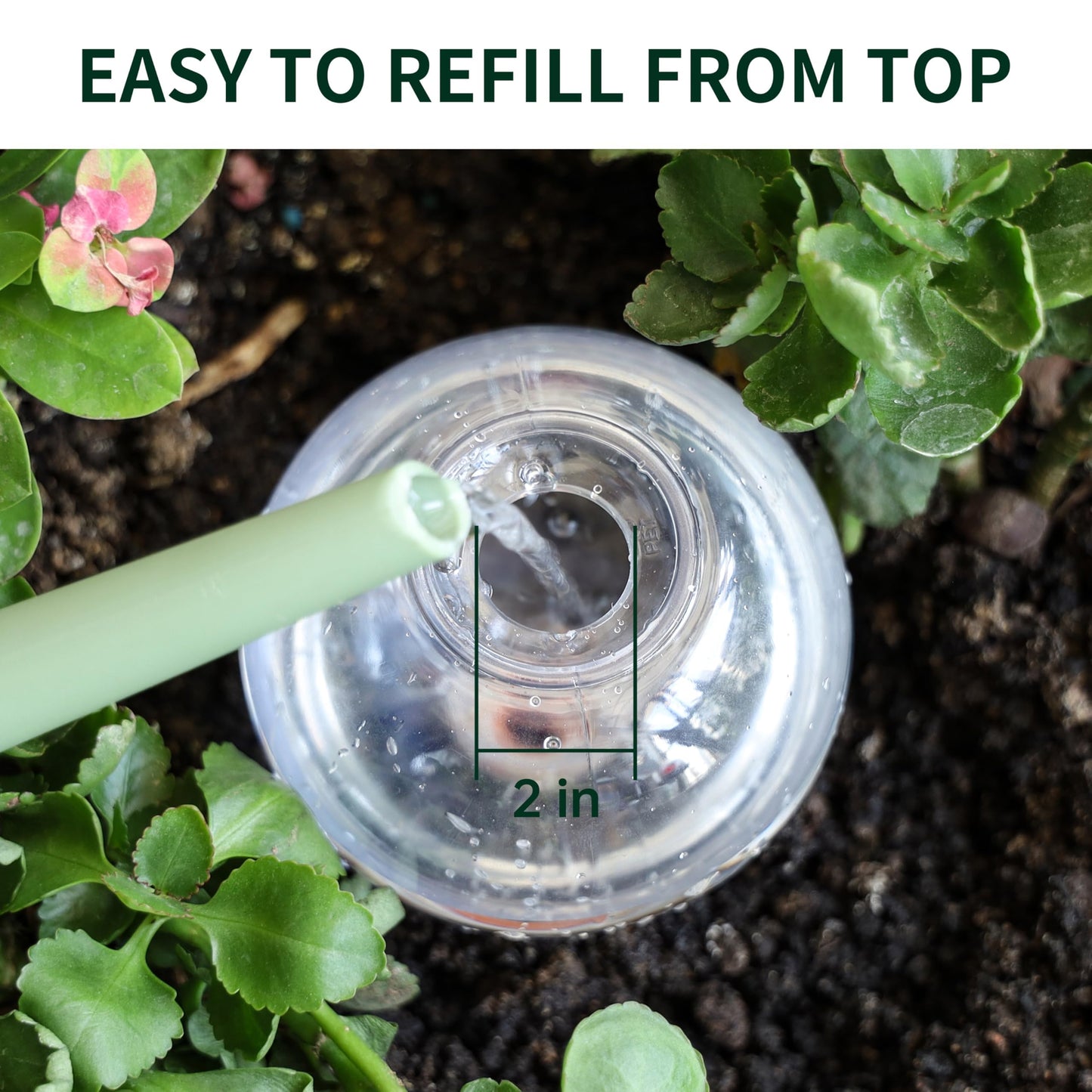 Soilagua 19 oz Extra Large Plant Self Watering Globes Top Fill, Plastic Water Bulbs, Slow Release Terracotta Self Watering Planter Insert, Plant Watering Devices System, Water Spikes Stakes, 4 Pack