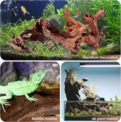 Jorewood Natural Large Aquarium Driftwood for Fish Tanks & Reptile Terrariums – Safe Fish Tank Decorations, Unique Twisted Branches 2-Piece 14-18 Inch Low Tannin, Easy to Sink