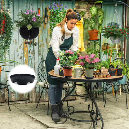 7.16” Self Watering Planter Insert, 10 Pack Invisible Hanging Basket Drip Pan Hanging Basket Planter Plant Auto Watering Devices Plastic Water Catcher Saucer Tray for Outdoor Indoor Pots Liners