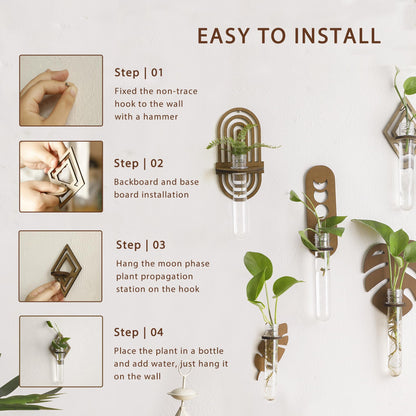 2 Pack Plant Propagation Station Wall Hanging Wooden Diamond Shaped Plant Terrarium for Hydroponics Home Office Decor Test Tube Propagate Air Plant Cutting Holder
