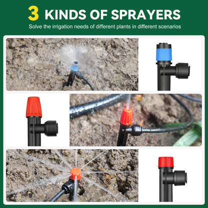 Drip Irrigation System for Garden, 2026-Upgraded Quick Connect Garden Watering Kit All-in-One with 1/2 inch 1/4 inch Irrigation Tubing for Garden, Lawn, Greenhouse, Raised Beds (233FT)