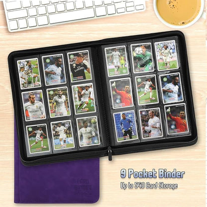 Trading Card Binder, Premium 9 Pocket Double Sided 540 Pocket PU Card Collection Binder, Collectible Trading Card Albums for MTG, TCG, Sport Card, Game Cards (Purple)