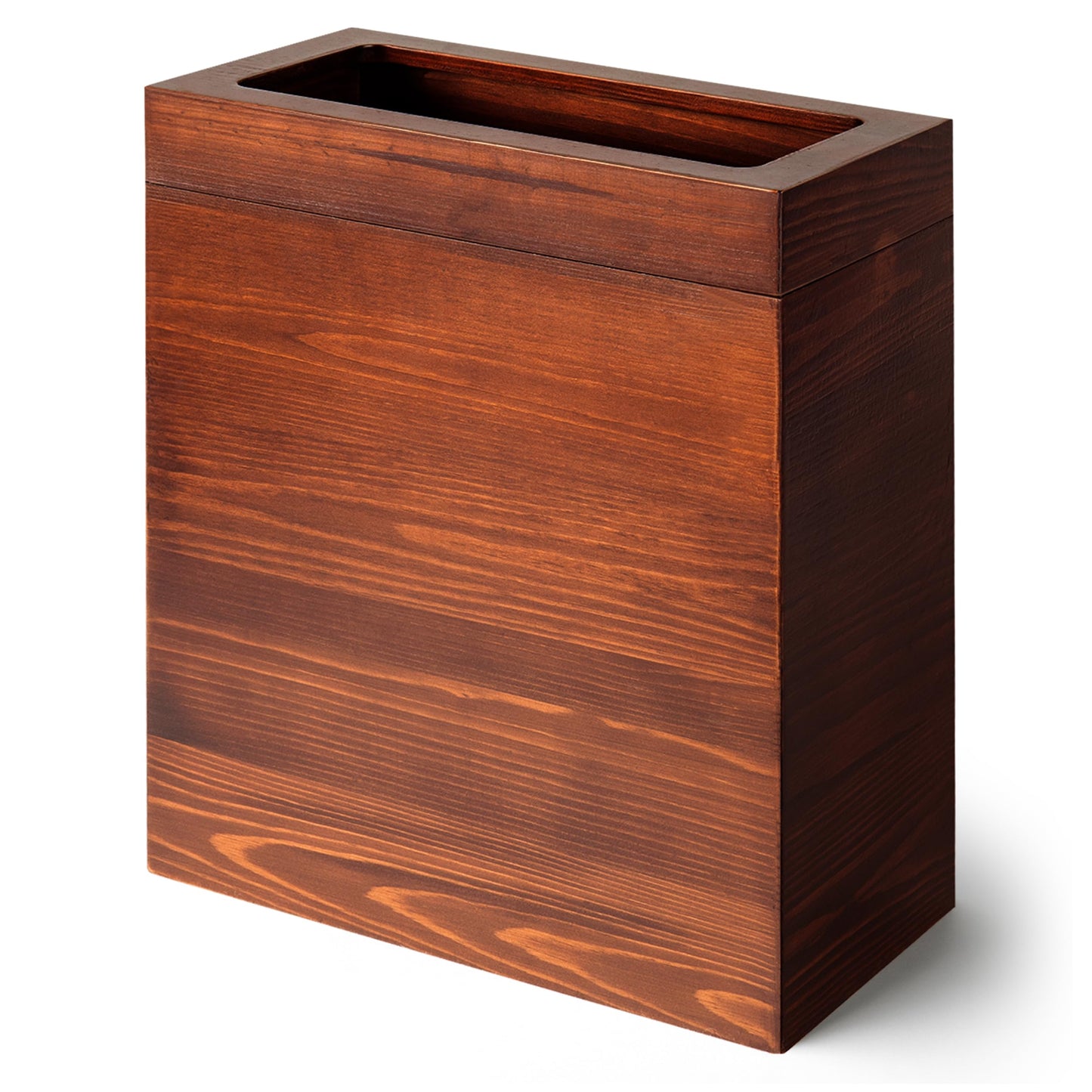 pamoak 2.3 Gallons Rectangular Wooden Trash Can | Trash Can with Bin Liners | Decorative Waste Basket | Recycling Bin for Bathroom | Natural Wood Finish Basket for Kitchen | Paper Basket for Office