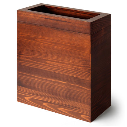 pamoak 2.3 Gallons Rectangular Wooden Trash Can | Trash Can with Bin Liners | Decorative Waste Basket | Recycling Bin for Bathroom | Natural Wood Finish Basket for Kitchen | Paper Basket for Office