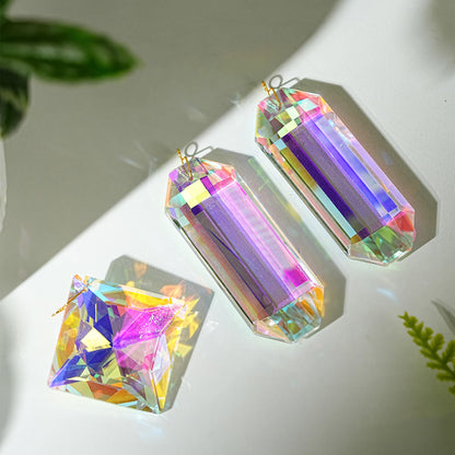 Kanpura 7 Pieces Crystal Prisms Suncatchers with 13.7 ’’ Small Trellis for Mini Potted Plants Garden Accessories Indoor Fairy Plant Suncatchers Gift for Plant Lovers (AB)