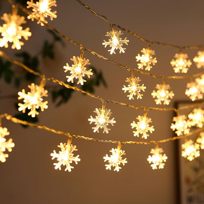 Yoitomehy Snowflake Christmas String Lights, 20 ft, 40 LED, Battery Operated, Warm White Fairy Lights for Holiday Decor