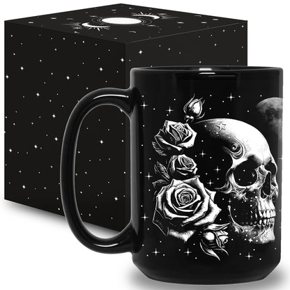 Skull Mug 15oz Goth Gift for Women - Christmas Mugs Witch Gifts for Women Skull Gifts for Men Unique - Gothic Coffee Mug - Witch, Goth Decor Christmas Cup With Skulls Cup Gothic Gift for Men, Dad, Mom