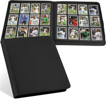12 Pocket Ringless Side Loading Trading Card Binder, 720 Cards PU Fixed Page Zipper Card Album for TCG Sports Game Cards, Not Fit Top Loaders (Black)