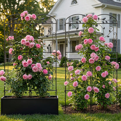 2 Pack Garden Trellis for Climbing Plants, 71 x 20 inch Rustproof Heavy Duty Metal Trellis for Climbing Rose Vine Clematis, Perfect for Premium Patio Decor & Luxury Outdoor Garden Design, Silver Gray