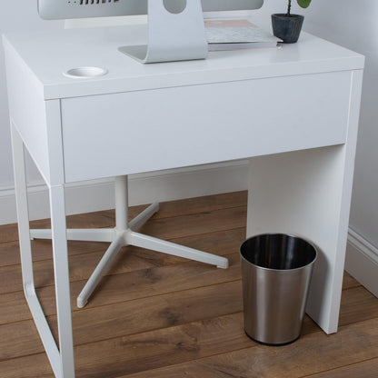 Bath Bliss 5 Liter Small Wastebasket, Stainless Steel | Compact Round Open Top Trash Can | Durable Bathroom Bedroom Dorm Office Garbage Bin | Stylish Space-Saving Waste Disposal Container