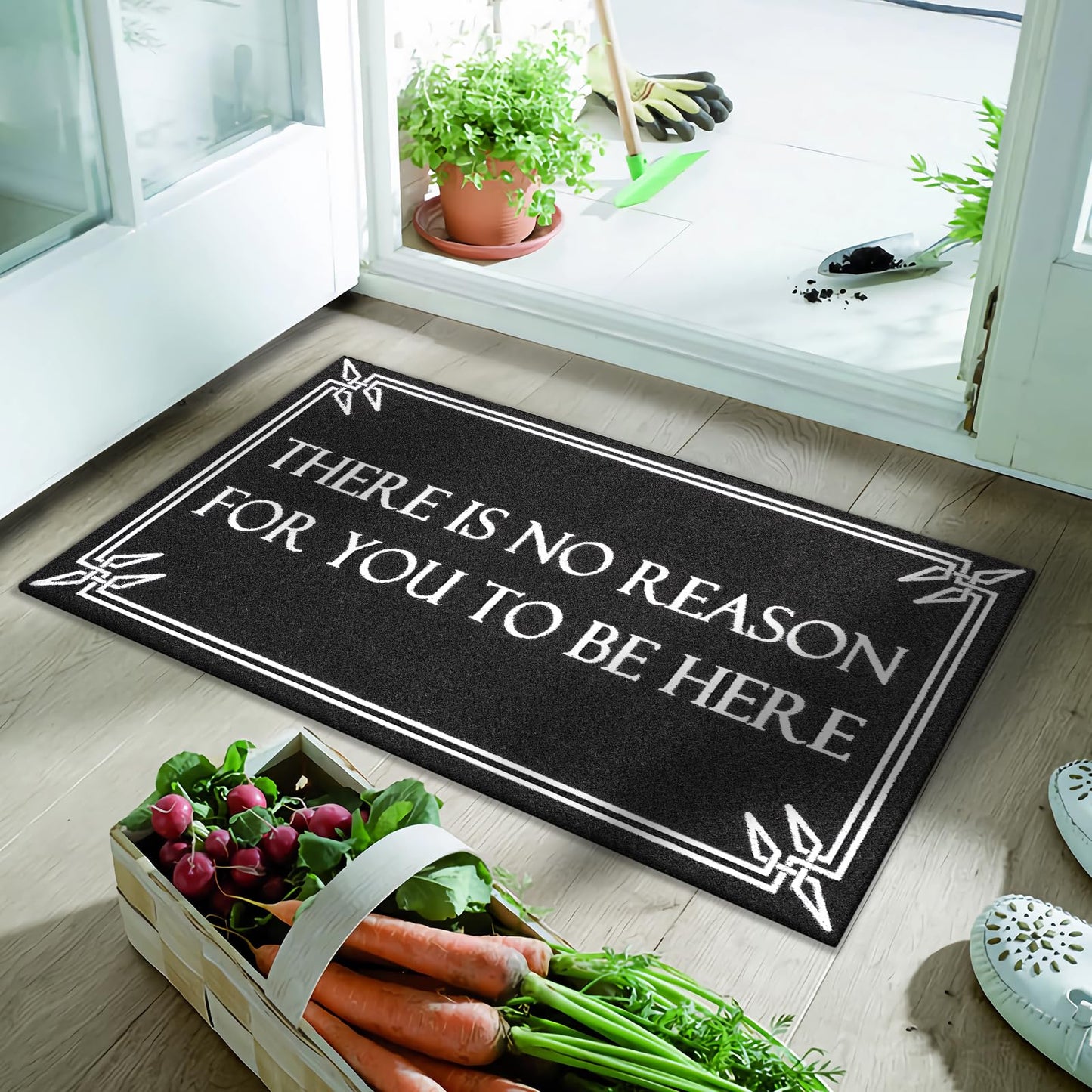 Door Mat Outdoor Indoor Welcome Black Doormats Funny There is No Reason Front Door Mats with Non-Slip Rubber for Entryway Balcony