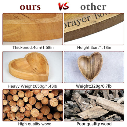 MaiQidd Heart Prayer Bowl,Heart Shaped Wooden Bowl,Wood Decorative Bowls