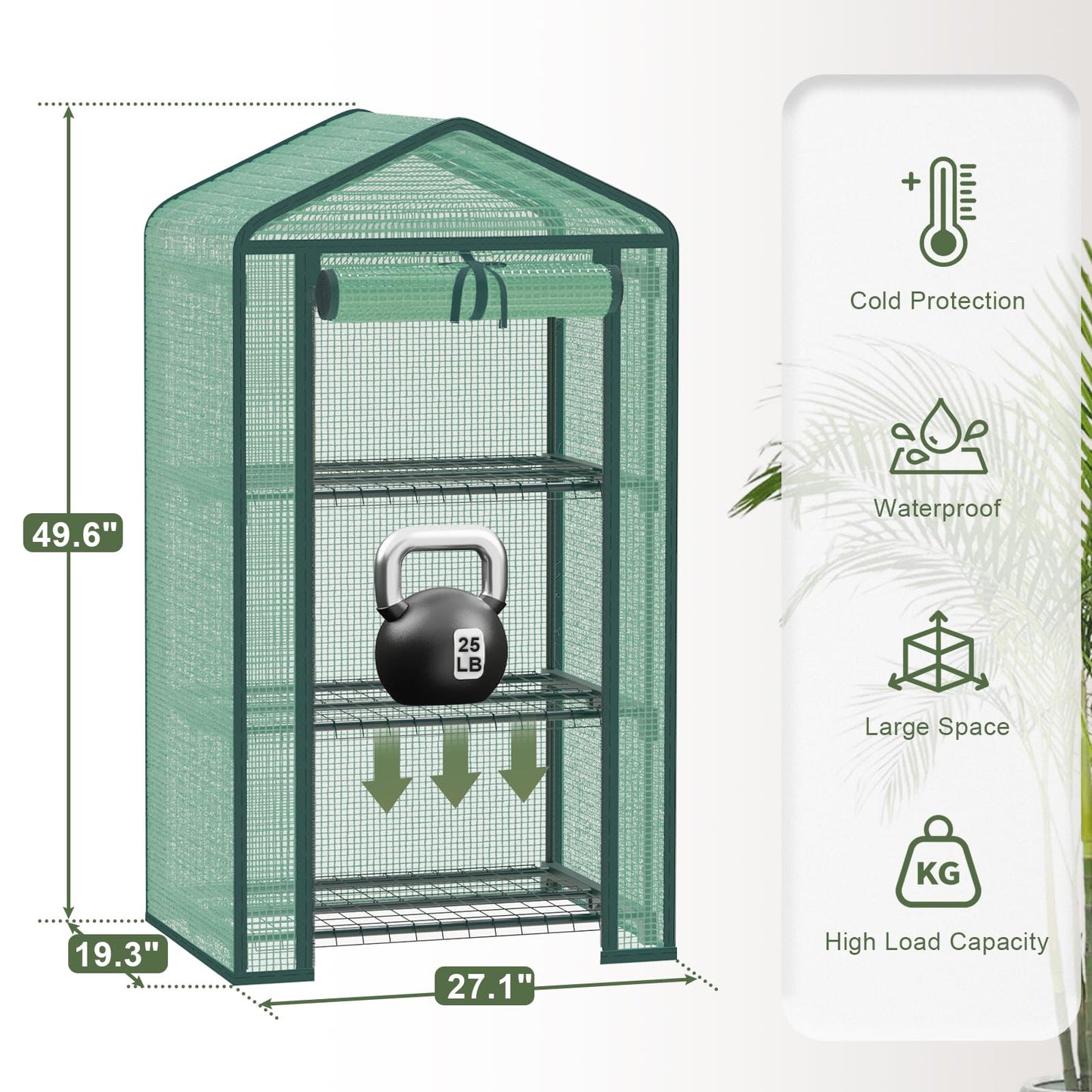 TianC beauty Greenhouse for Indoor Outdoor, Small Plastic Plant Green House 3-Tier Rack Stand Portable Greenhouses with Durable PE Cover for Seedling