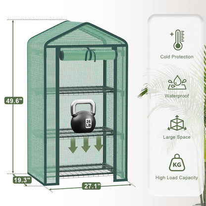 TianC beauty Greenhouse for Indoor Outdoor, Small Plastic Plant Green House 3-Tier Rack Stand Portable Greenhouses with Durable PE Cover for Seedling