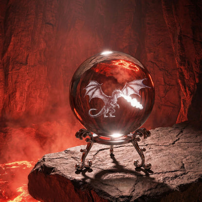 ZEERSHEE 2.4in 3D Dragon Crystal Ball with Stand Fire Breathing Dragon Decoration Gifts for Boys Girls