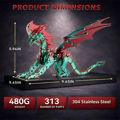3D Metal Dragon Model Kit for Adults, Mechanical Pterosaur Puzzle, DIY Assembly Steel Model, Challenging Building Kit, Unique Gift for Men Desk Decor