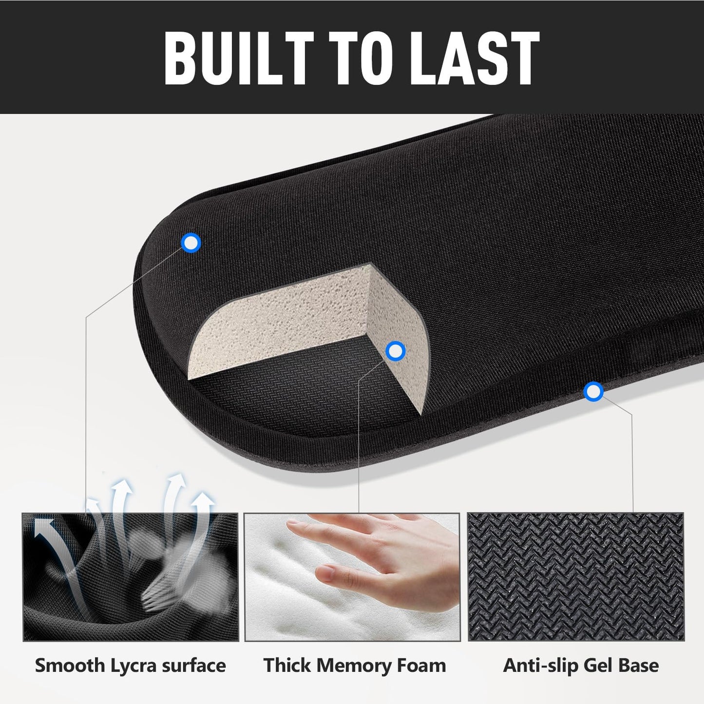 Gimars Upgrade Enlarge Silky Gel Memory Foam Keyboard Wrist Rest, Wrist Rest for Computer Keyboard, Ergonomic Design for Typing Pain Relief, Mousepad Rests, Wrist Support for Office, Gaming, Black