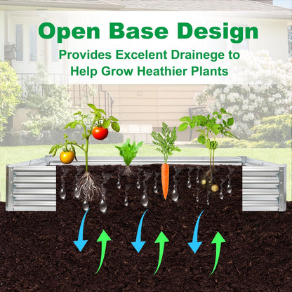JERIA 6×3×1ft Raised Garden Bed with Support Rods,Galvanized Raised Garden Bed Kit Outdoor Metal Gardening Planter Box for Vegetable, Fruits, Flower