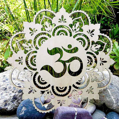 Fourth Level MFG 12" Sacred Om, Sacred Geometry Wood Wall Art, Sacred Sound Symbol, Mandala, Zen Home Decoration for Yoga and Meditation, Good Chakra Energy Spiritual Altar Decor