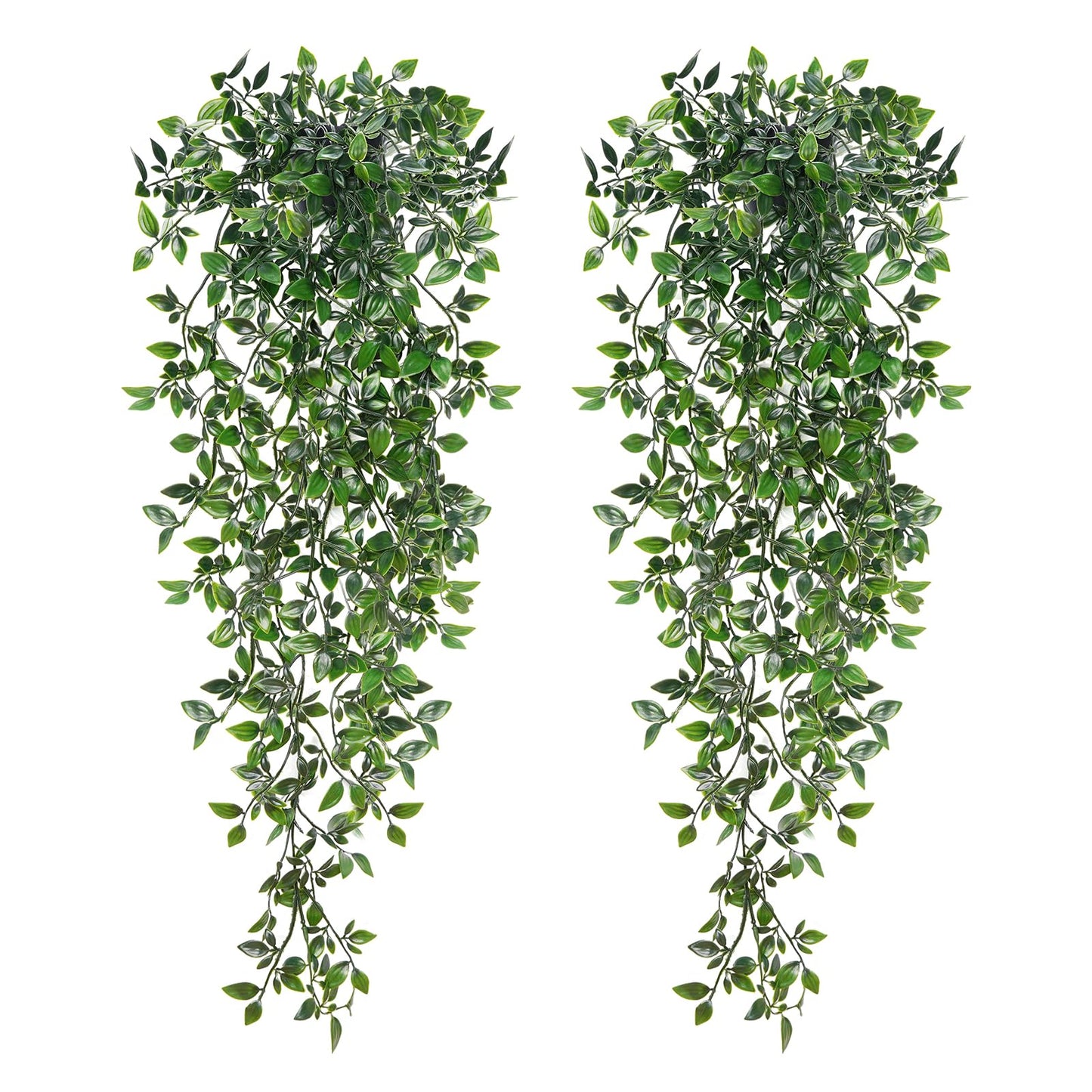 BLEUM CADE Fake Hanging Plants, 2pcs Artificial Hanging Potted Plant, Faux Mandala Vines Hanging Plant Greenery for Wall Shelf Home Living Room Indoor Outdoor Decor
