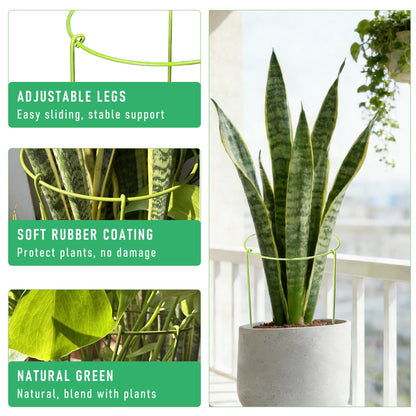 6-Pack Heavy Duty Plant Stakes and Supports for Indoor Outdoor Plants, Metal Support Stakes & Cage Rings, Ideal for Monstera, Peonies, Roses (8" W x 14" H)