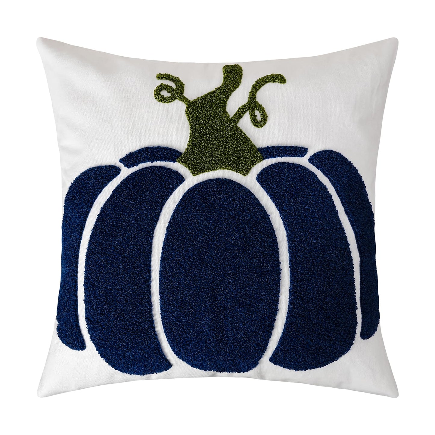 cygnus Fall Pillow Cover 18x18 inch Embroidered Blue Pumpkin Decorative Throw Pillow Cover Autumn Thanksgiving Halloween Decoration for Home Couch Living Room